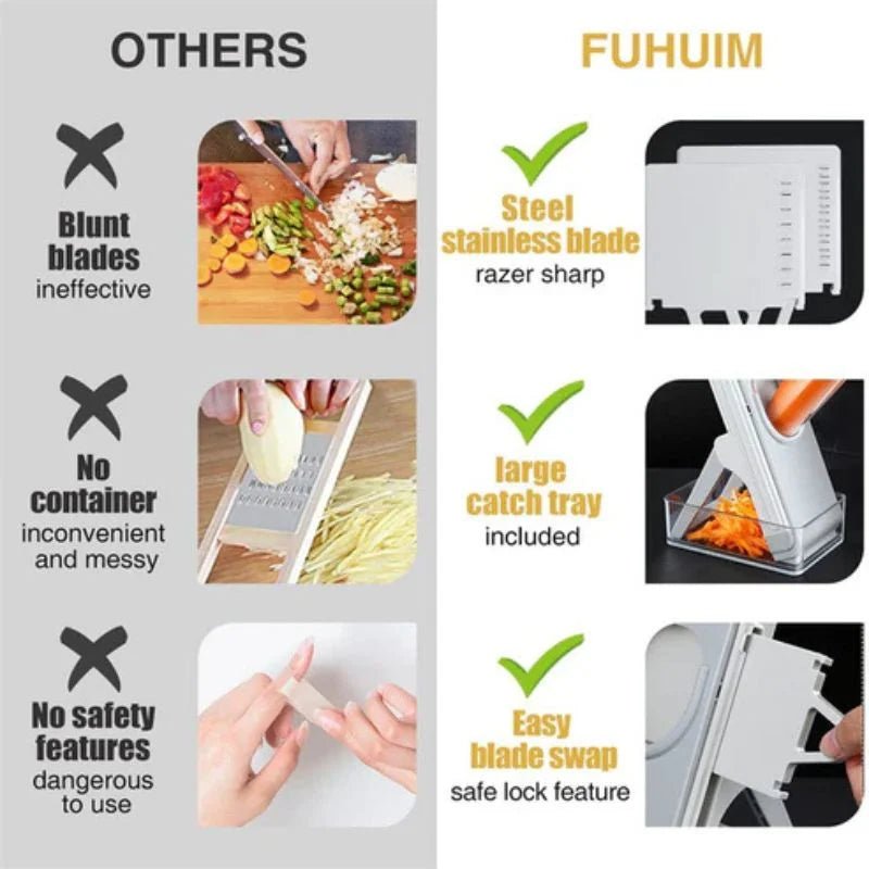 Brava Spring Vegetable Slicer Chopper | Manual Mandoline Cutter / Grinder | Multi-Function Fruit & Vegetable Slicer - FashionShoqeen.com