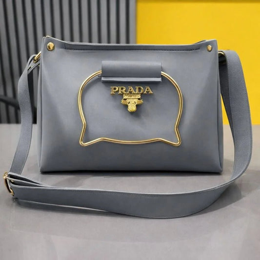 Gray Elegant Cat Handle Handbag for Girls & Ladies | Stylish Shoulder & Crossbody Bag with Gold Accents | Adjustable Strap - FashionShoqeen.com
