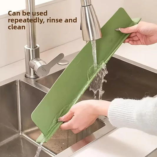 Large Size Silicone Sink Splash Guard Set | Non-Slip Water Barrier with Strong Suction Cups for Kitchen & Bathroom Use