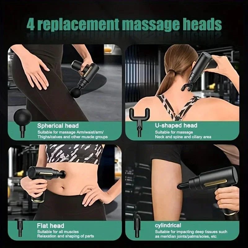 Deep Tissue Muscle Massage Gun | Fascia Relaxation Massage Gun with 6 Speed Levels & 4 Massage Heads | Random Color - FashionShoqeen.com