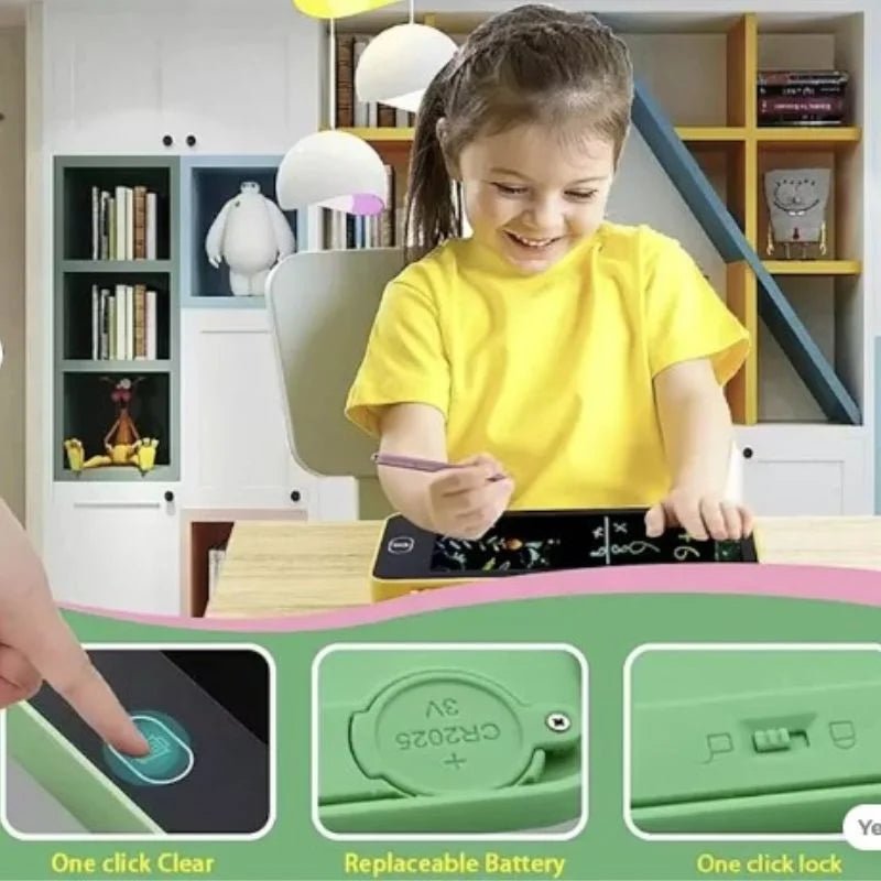 LCD Drawing Pen Case for Kids | Writing Tablet Pencil Box with Screen Lock & One-Key Erase | Random Color - FashionShoqeen.com