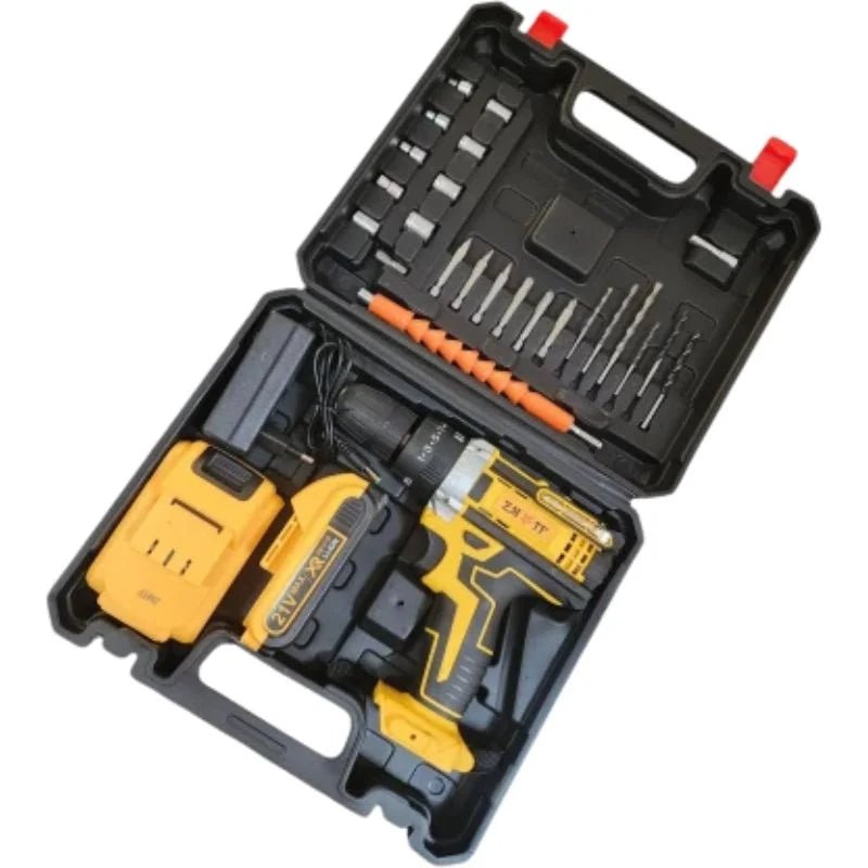 Cordless Drill Machine Kit with 2 Batteries & 26 Accessories | Portable Rechargeable Impact Drill Set - FashionShoqeen.com