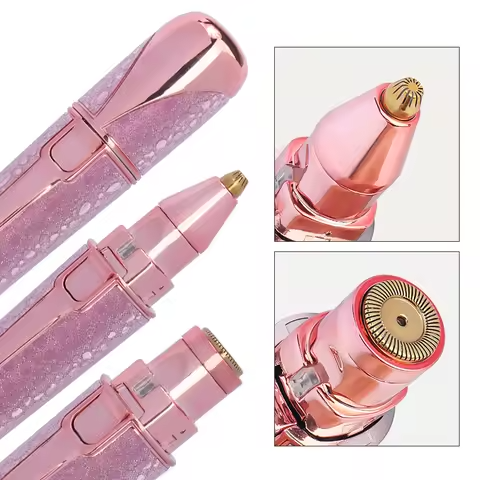 Pink and gold electronic device with close-up details on a white background