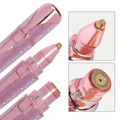 Pink and gold electronic device with close-up details on a white background