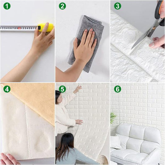3D White Brick Wall Stickers | Self-Adhesive Waterproof Home Decor | Peel & Stick