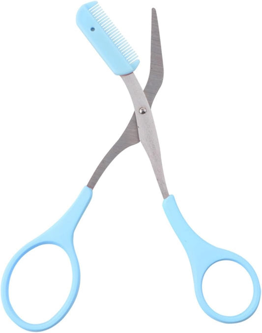 Scissors with a comb attachment on a white background