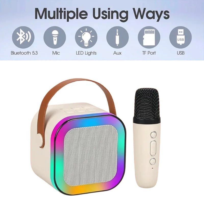 Karaoke Portable Wireless Bluetooth Speaker with Microphone Sound System for Singing and Parties (Random Color)