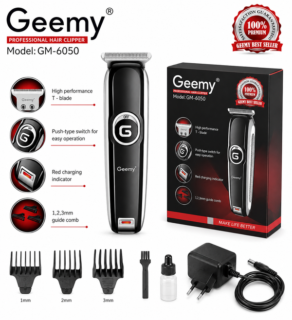 Geemy GM-6050 Professional Hair Clipper & Beard Trimmer with T-Blade
