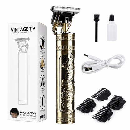 Vintage T9 Professional Hair Trimmer | Cordless T-Blade Beard & Hair Clipper | Gold - FashionShoqeen.com
