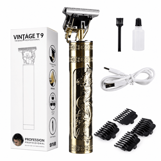 Vintage T9 Professional Hair Trimmer | Cordless T-Blade Beard & Hair Clipper | Gold - FashionShoqeen.com