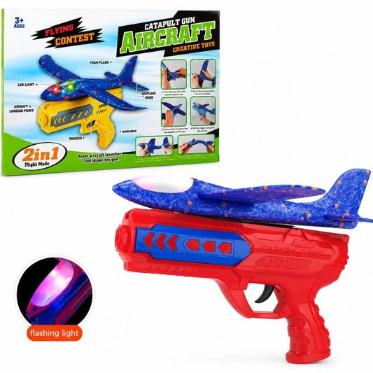 Catapult Gun Aircraft Toy for Kids | Foam Airplane Launcher Glider Flying Toy 2-in-1 - FashionShoqeen.com