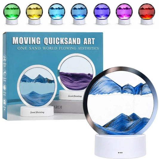 3D Moving Sand Art LED Lamp | Flowing Sandscape Painting Display | USB Decorative Table Lamp for Home & Office | Random Color - FashionShoqeen.com