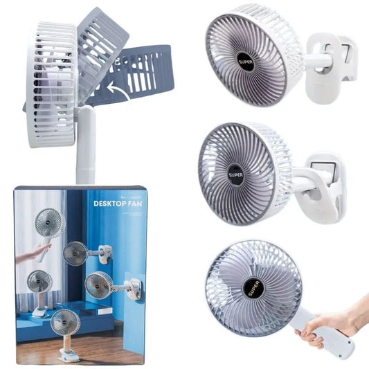 Rechargeable 3-in-1 Clip Fan | Handheld, Desktop & Wall Mounted Portable Fan with 3 Speed Modes - FashionShoqeen.com