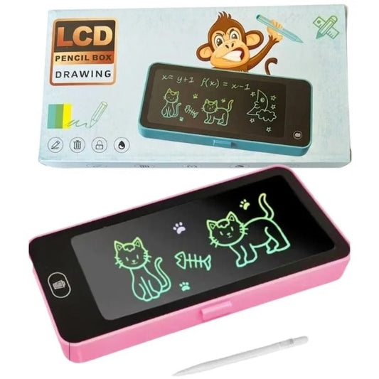 LCD Drawing Pen Case for Kids | Writing Tablet Pencil Box with Screen Lock & One-Key Erase | Random Color - FashionShoqeen.com