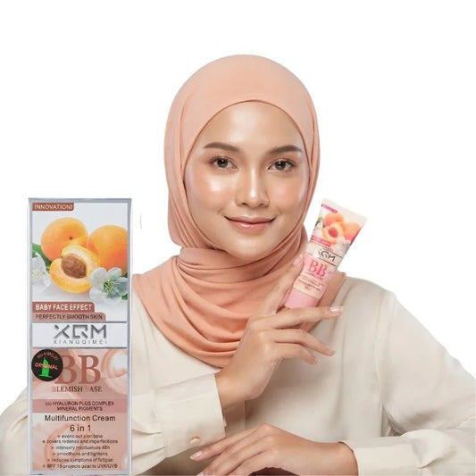 XQM BB Blemish Apricot Base Cream | 6-in-1 Multifunction BB Cream with Hyaluronic Acid & Mineral Pigments | SPF 15 | 65ml - FashionShoqeen.com