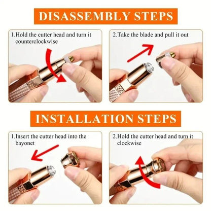 Instructions for disassembling and assembling a cutter head with step-by-step illustrations.
