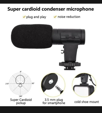 AY-49 Video Making Kit | All-in-One Vlogging Tripod with Wireless Remote, Microphone, LED Light & Mobile Holder