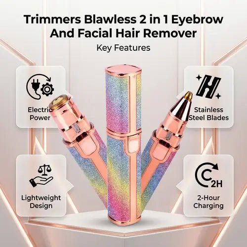 Blawless 2-in-1 Eyebrow Trimmer & Facial Hair Remover for Women | Rechargeable USB Electric Facial Hair Remover - FashionShoqeen.com