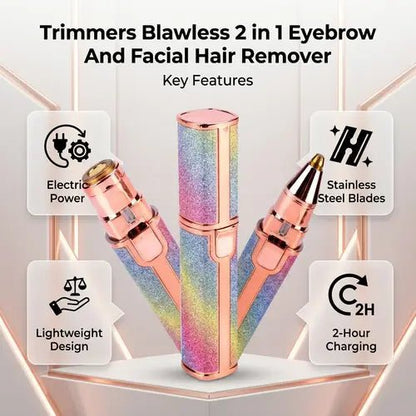 Blawless 2-in-1 Eyebrow Trimmer & Facial Hair Remover for Women | Rechargeable USB Electric Facial Hair Remover - FashionShoqeen.com