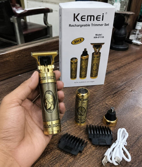 Kemei KM-6711B 3-in-1 Rechargeable Cordless Trimmer Set - FashionShoqeen.com