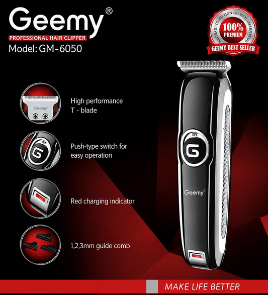 Geemy GM-6050 Professional Hair Clipper & Beard Trimmer with T-Blade - FashionShoqeen.com