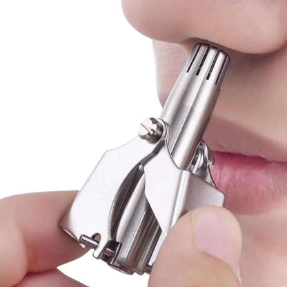 Metallic lip plumper device being used on a person's lips.