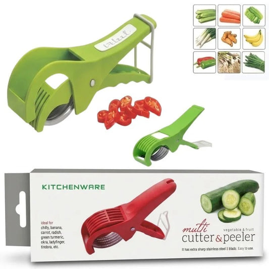 5 Blade Vegetable & Fruit Cutter and Slicer | Multipurpose Vegetable Chopper & Fruit Slicer | Kitchen Cutter with 5 Stainless Steel Blades | Multiple Colors - FashionShoqeen.com