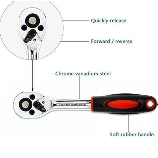 46-Piece Socket Wrench Set | Complete Ratchet Socket & Screwdriver Bit Tool Kit | Chrome Vanadium Steel Repair Tool Set with Storage Case - FashionShoqeen.com