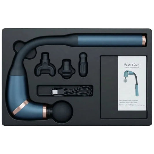 Long Handle Fascial Gun Massager | Model: BLD-339 | Rechargeable Massage Gun with 4 Interchangeable Heads | Full Body Muscle Relaxation - FashionShoqeen.com