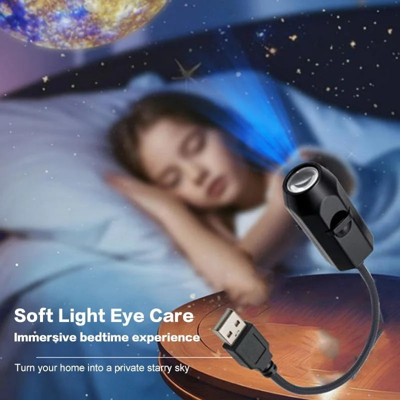 USB Moon & Earth Projection Atmosphere Light | 3 Interchangeable Lenses | Flexible Gooseneck  Projector Lamp