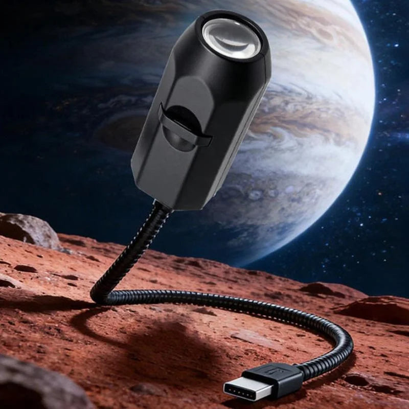 USB Moon & Earth Projection Atmosphere Light | 3 Interchangeable Lenses | Flexible Gooseneck  Projector Lamp